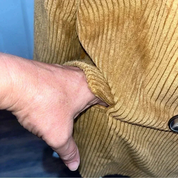 Hem and Thread Corduroy, Floral lined, Double breasted, blazer, jacket w pockets - Picture 6 of 14